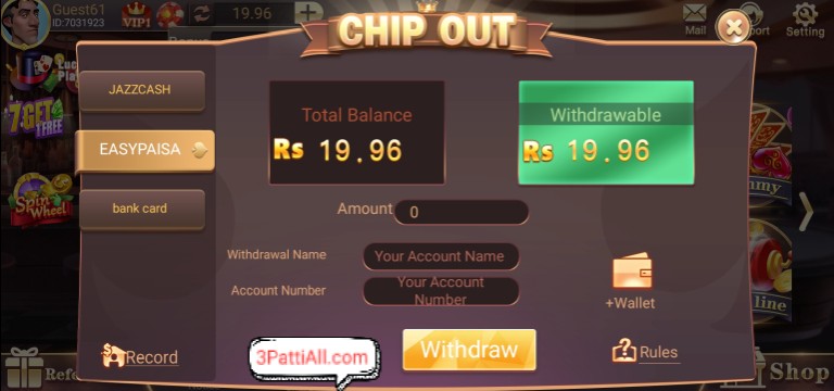 3 Patti Tiger Fast Withdrawal JazzCash Easypaisa