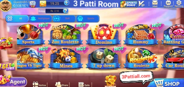 Games Available in 3 Patti Room