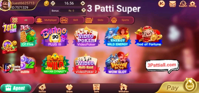 All Games Available in 3 Patti Super Pakistan