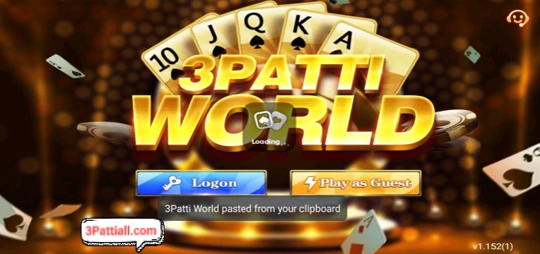 3 Patti World Login Interface