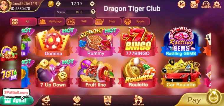 Dragon Tiger Club Games Available