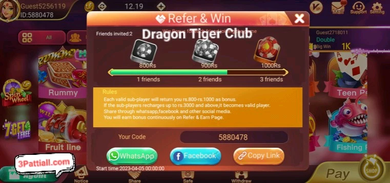 Dragon Tiger Club Refer and Earn