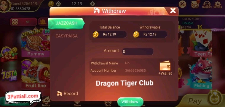 Dragon Tiger Club Withdraw