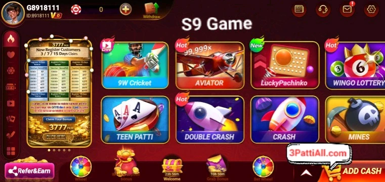 S9 Game Popular Games Collection - Teen Patti, Rummy, Slots