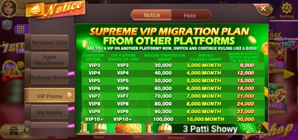 3 Patti Showy VIP System