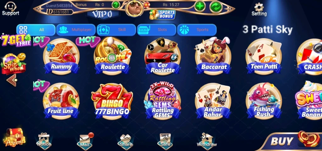 3 Patti Sky Games Available