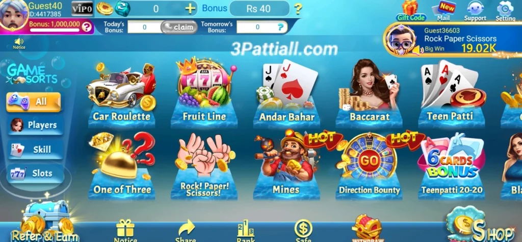 3Patti Pearl Games Available